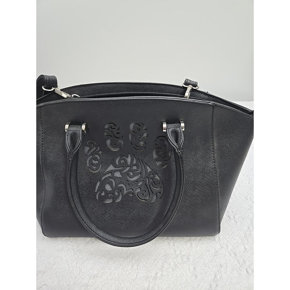 Animal Rescue Site Paw Print Cutout Handbag / Purse Black 12X10X6 IN